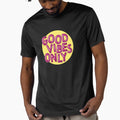 Good Vibes Only (Pink on Yellow) by RanRanDesigns - Adult & Kids T-Shirts, Sweatshirts & Hoodies apparel design preview 1