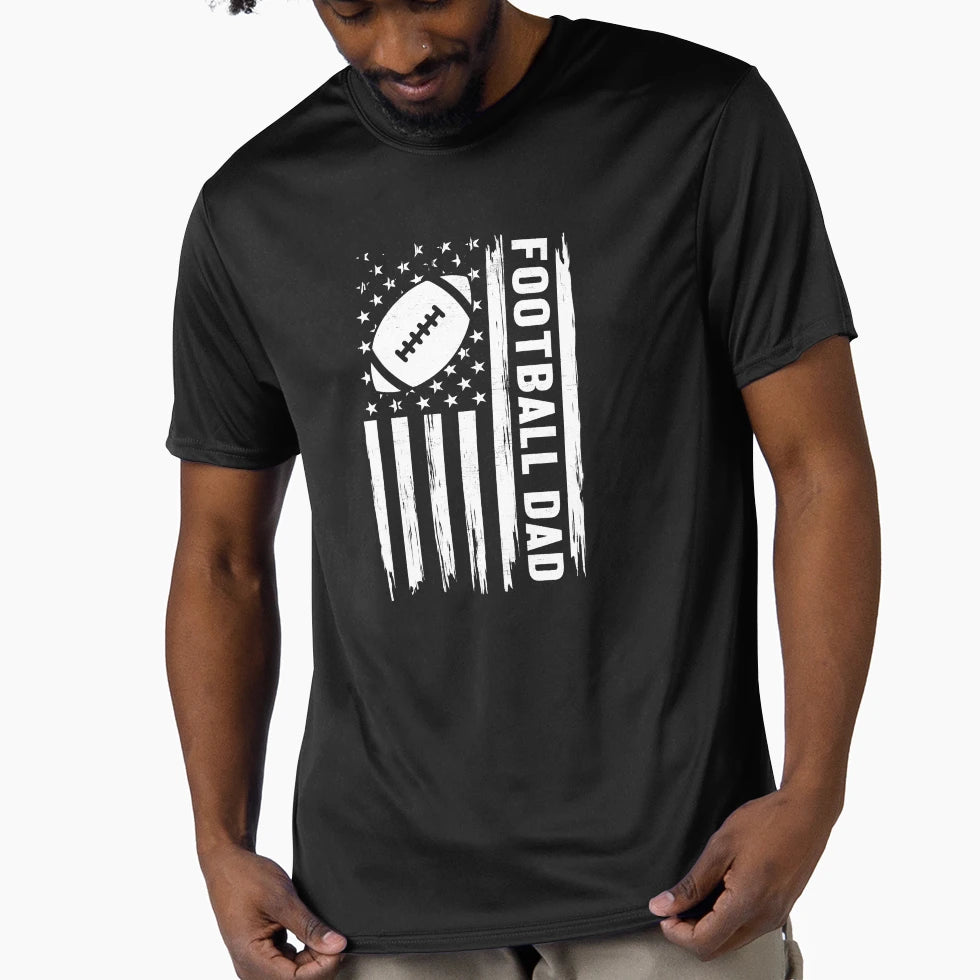 Football Dad American Flag T-Shirt - Casual Everyday Wear Men Women - T-Shirt, Sweatshirt, Hoodie