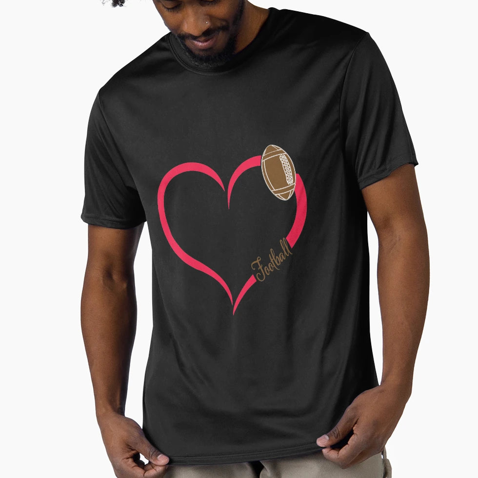 Football Heart Love T-Shirt - Custom Art Print Men Women - T-Shirt, Sweatshirt, Hoodie