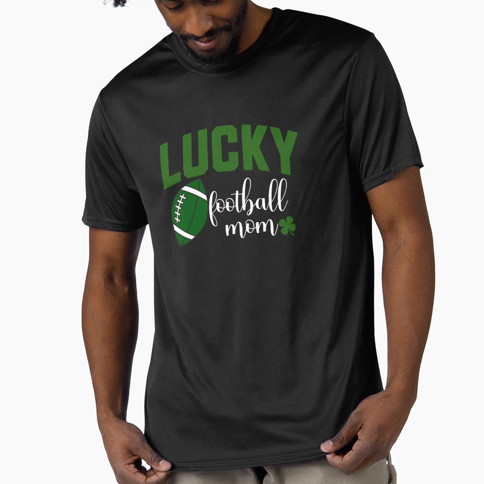 Lucky Football Mom St Patricks Day T-Shirt - Aesthetic Graphic for Adults - T-Shirt, Sweatshirt, Hoodie