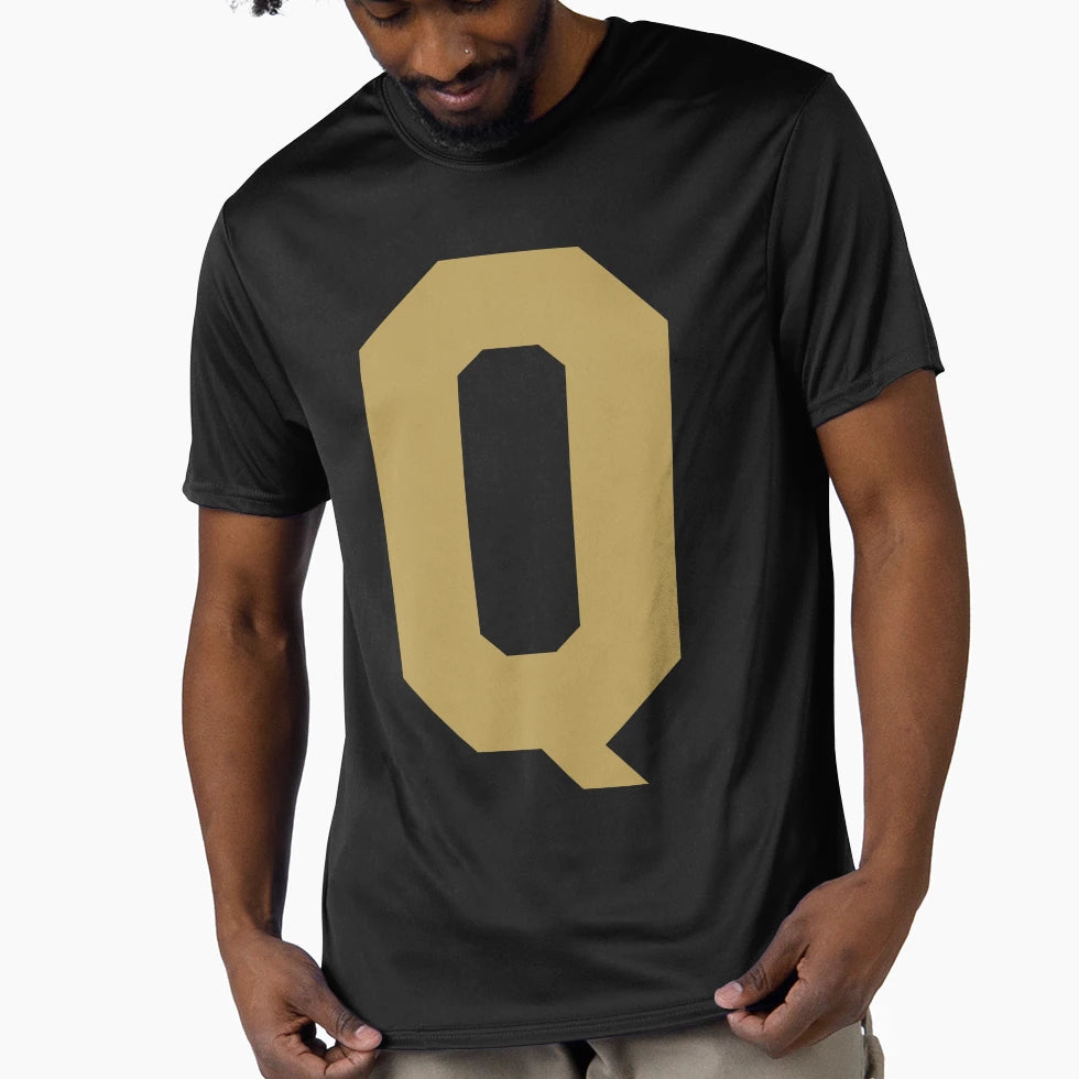Alphabet Gold Q Sports Letter Q T-Shirt - Minimalist Print for Adults - T-Shirt, Sweatshirt, Hoodie