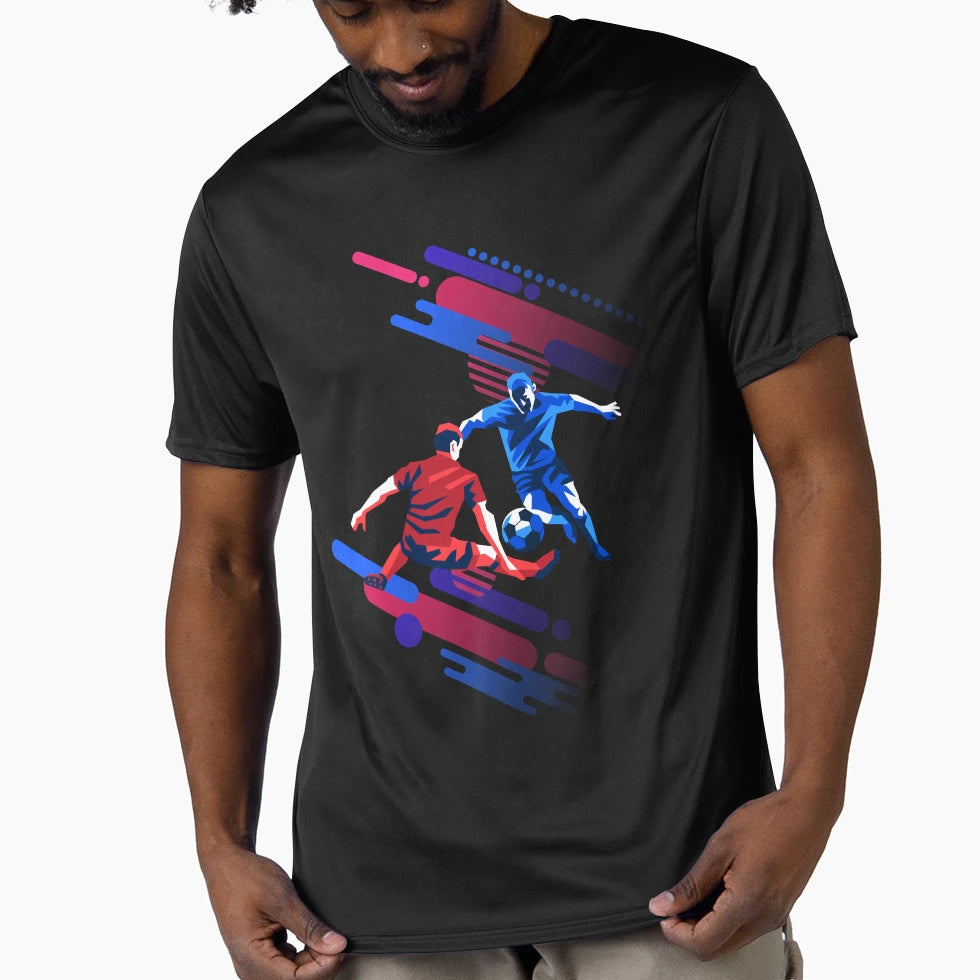 Geometric Soccer Duel Abstract Sports T-Shirt - Streetwear Style for Adults - T-Shirt, Sweatshirt, Hoodie
