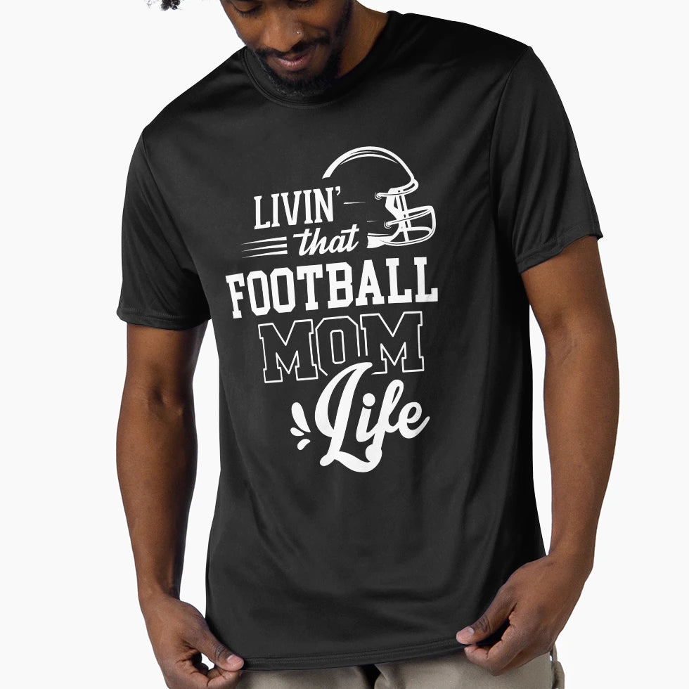 Livin That Football Mom Life American T-Shirt - Aesthetic Graphic Unisex - T-Shirt, Sweatshirt, Hoodie