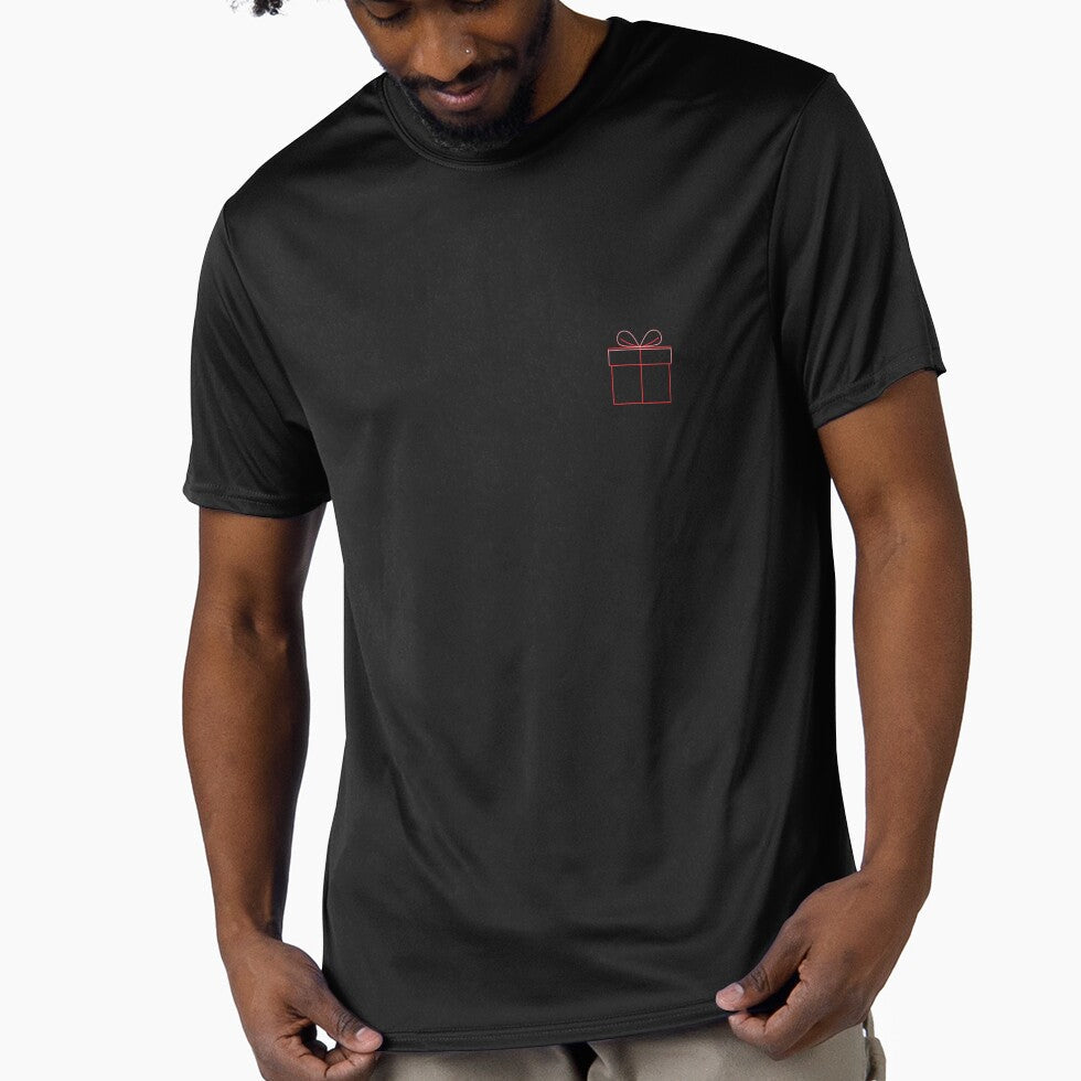 Minimalist Red and Green Gift Box Outline with Ribbon - Adult & Kids T-Shirts, Sweatshirts & Hoodies apparel design preview 1