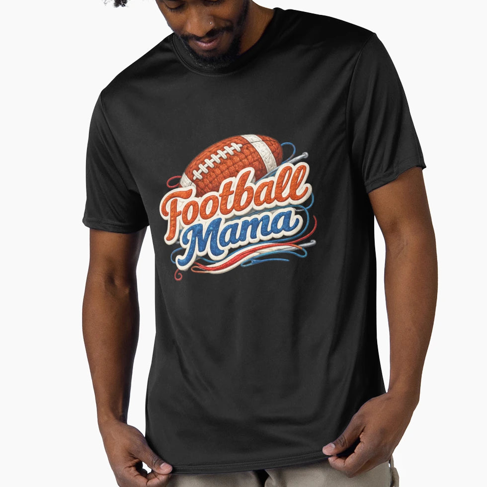 Football Mama Embroidered Patch T-Shirt - Trendy Graphic for Adults - T-Shirt, Sweatshirt, Hoodie