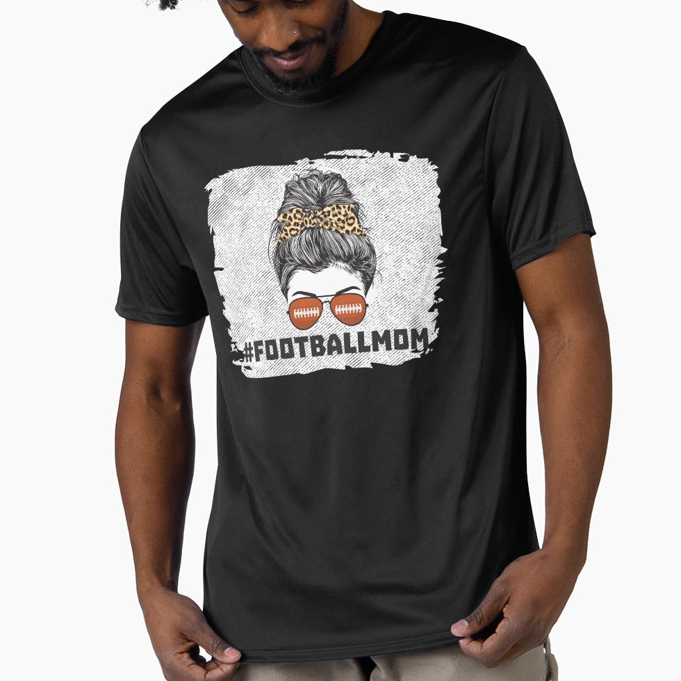 Football Mom Messy Bun Sunglasses T-Shirt - Fun Novelty Design for Adults - T-Shirt, Sweatshirt, Hoodie