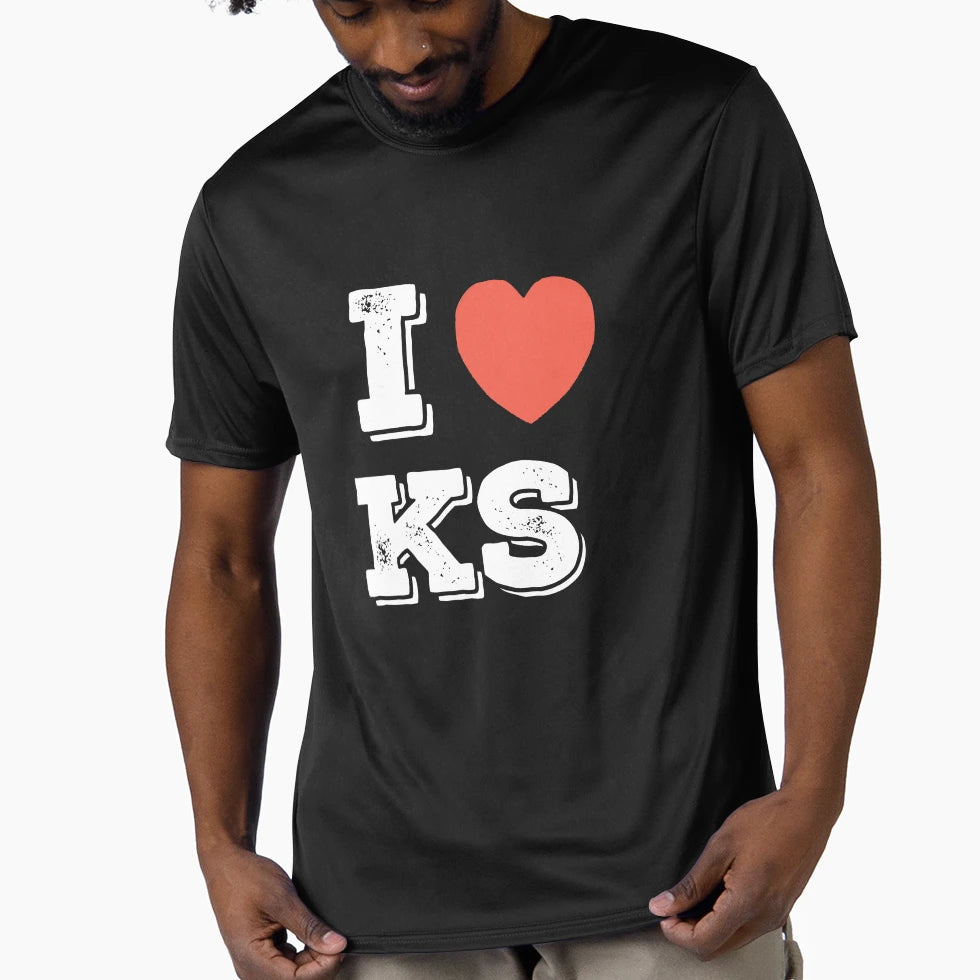 I Love Kansas Heart Usa T-Shirt - Casual Everyday Wear Men Women - T-Shirt, Sweatshirt, Hoodie