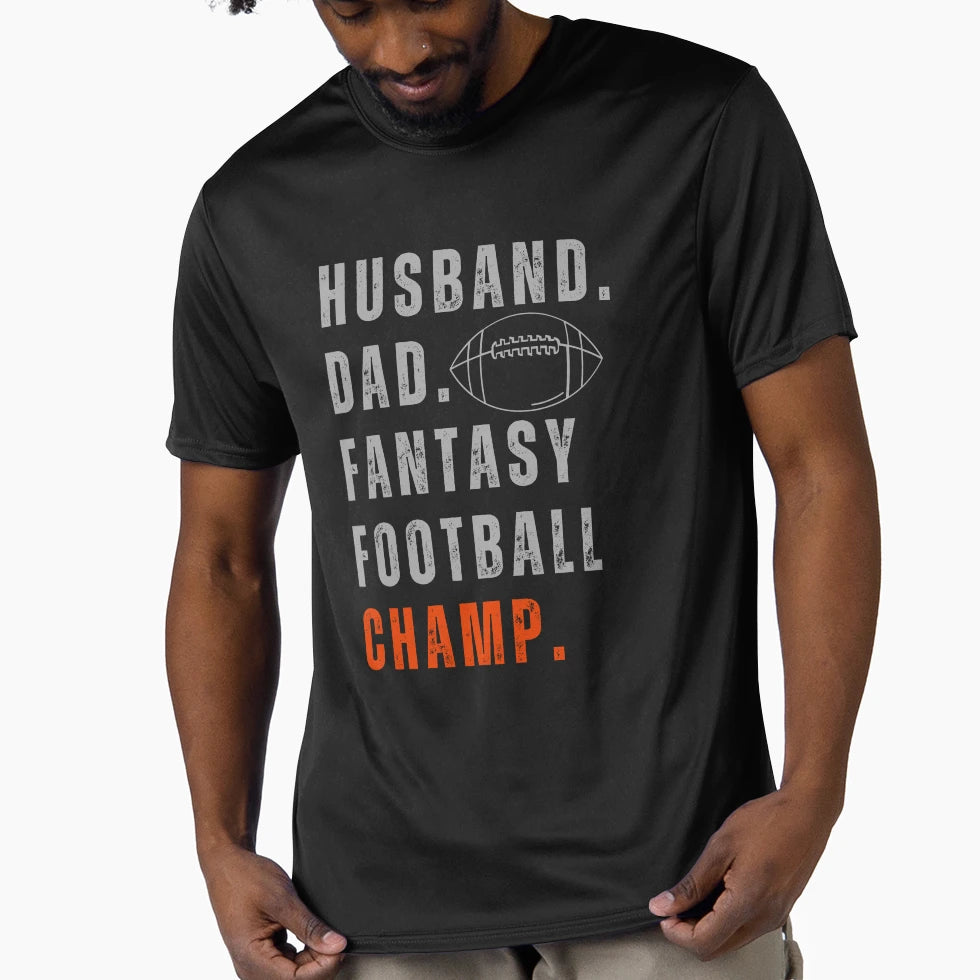 Hustband Dad Fantasy Football Champ T-Shirt - Graphic Print Unisex - T-Shirt, Sweatshirt, Hoodie