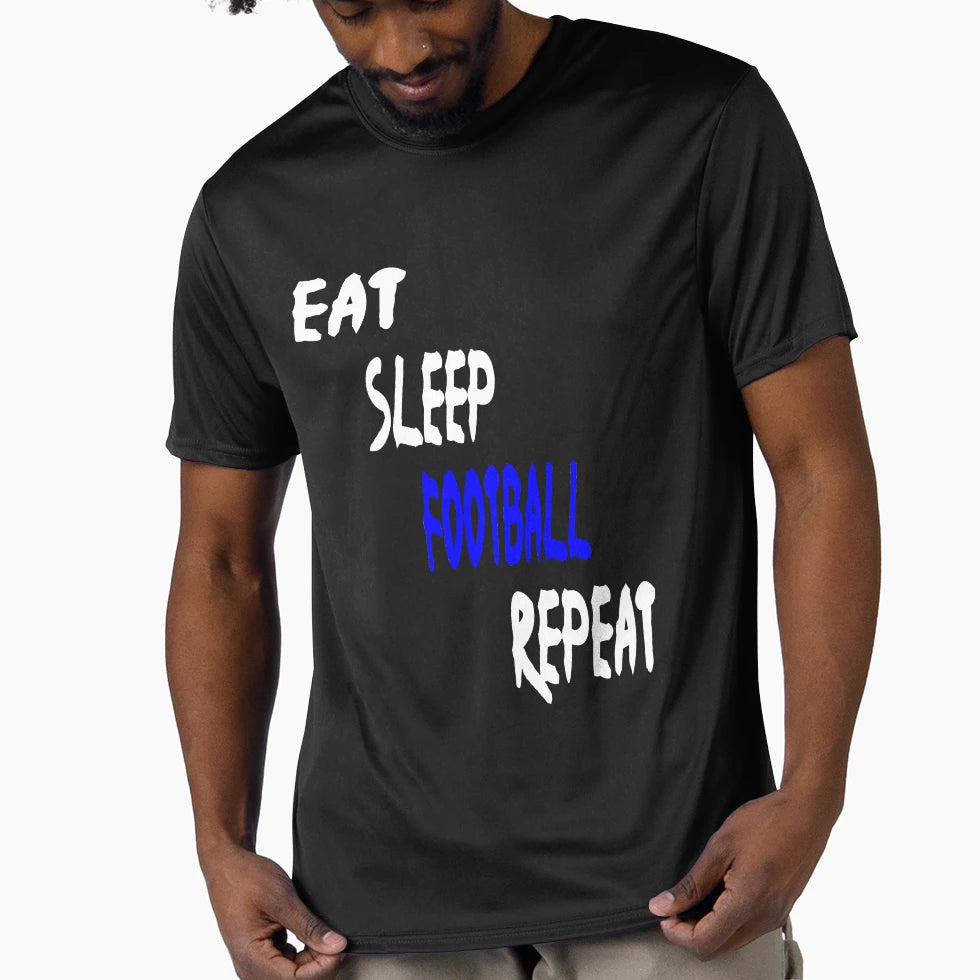 Copy Eat Sleep Football Repeat T-Shirt - Unique Graphic Men Women - T-Shirt, Sweatshirt, Hoodie