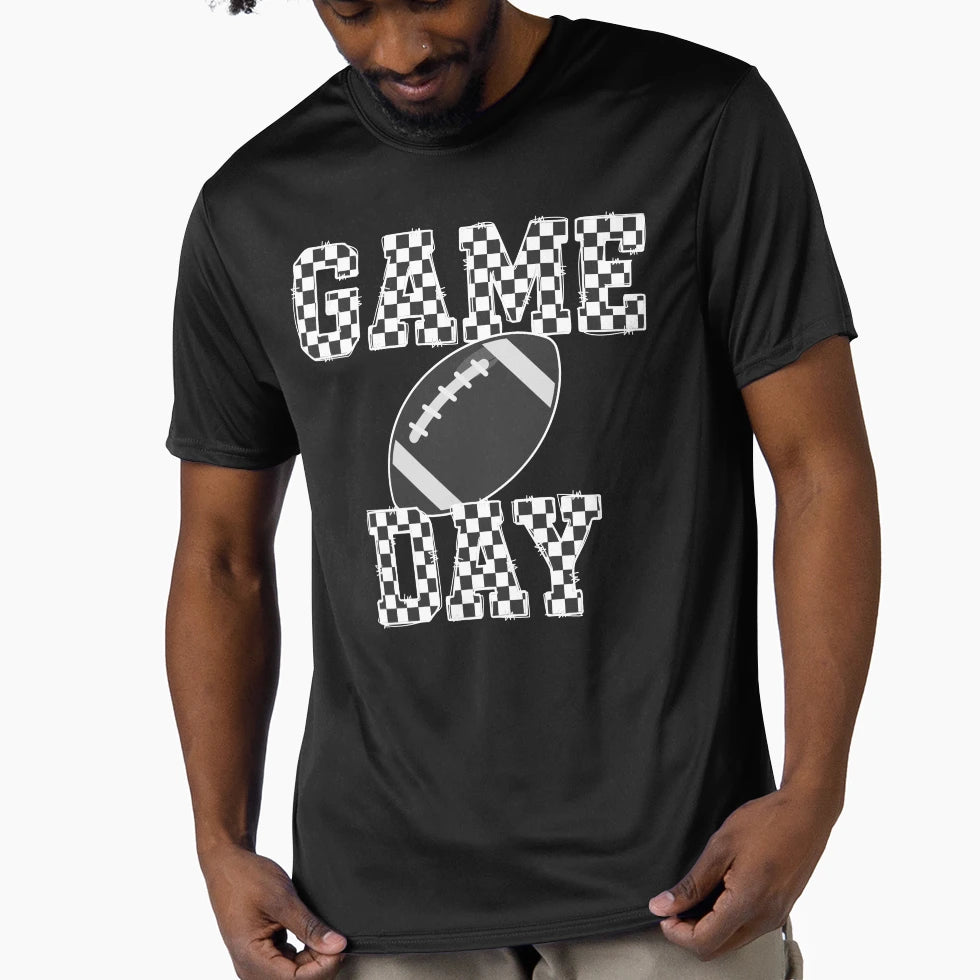Game Day Checker Football T-Shirt - Aesthetic Graphic Men Women - T-Shirt, Sweatshirt, Hoodie