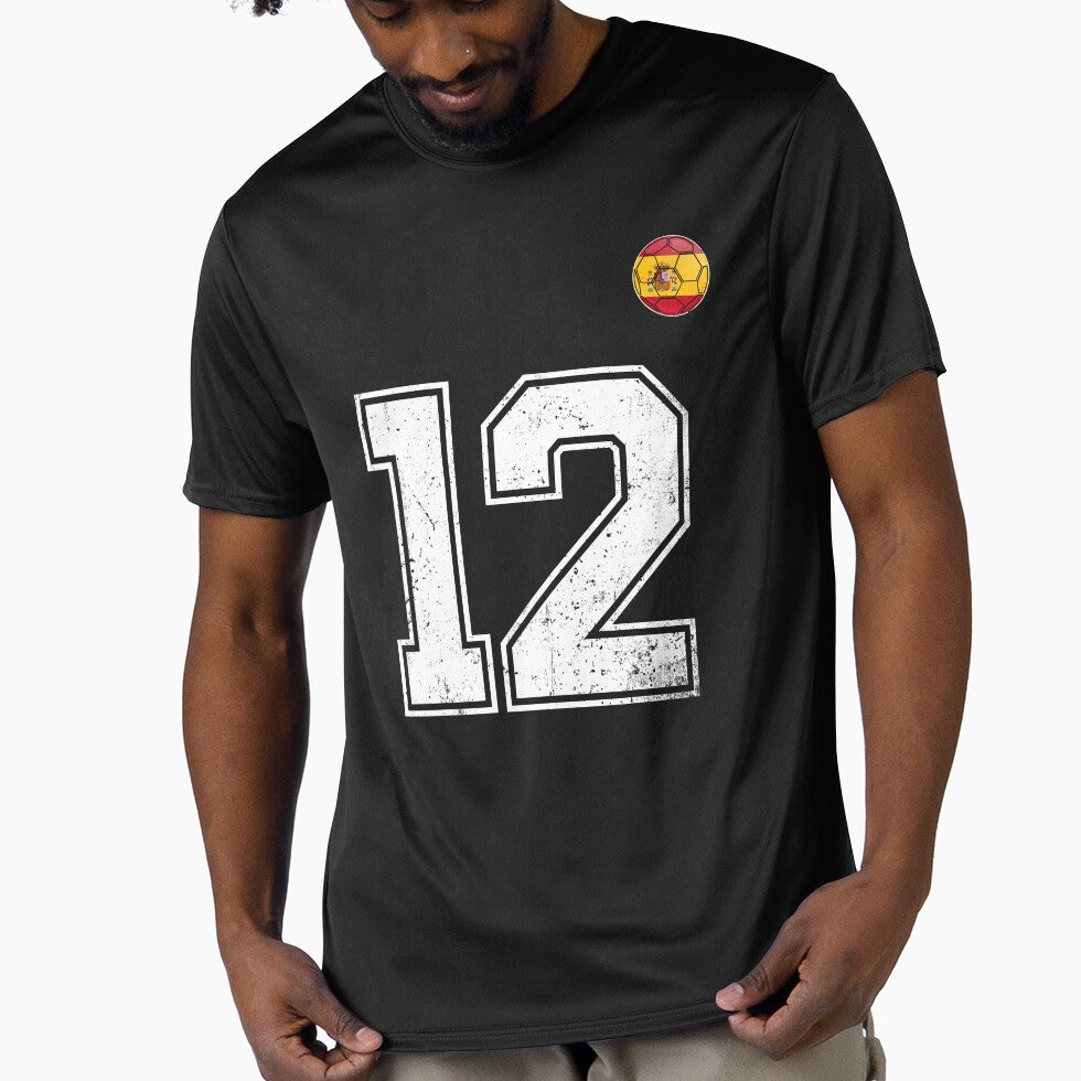 Spain Soccer Number 12 Vintage Sports Fan by - Adult & Kids T-Shirts, Sweatshirts & Hoodies apparel design preview 1
