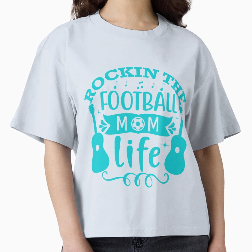 Rockin Football Mom Life T-Shirt - Aesthetic Graphic Men Women - T-Shirt, Sweatshirt, Hoodie