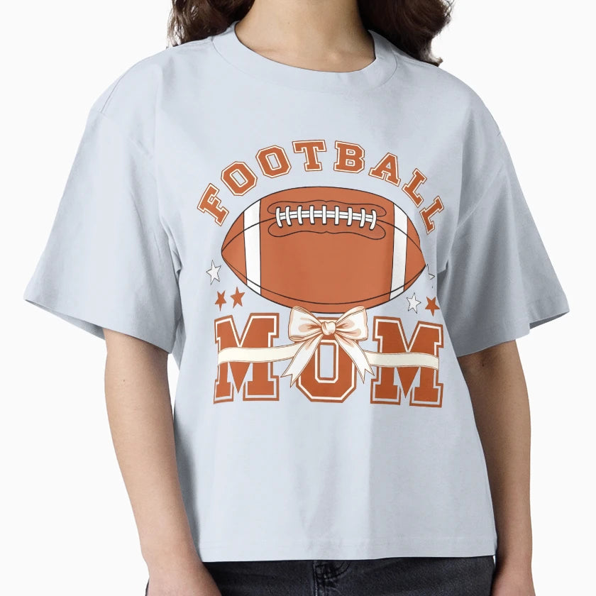 Proud Football Mom Bow And Stars T-Shirt - Aesthetic Graphic Men Women - T-Shirt, Sweatshirt, Hoodie