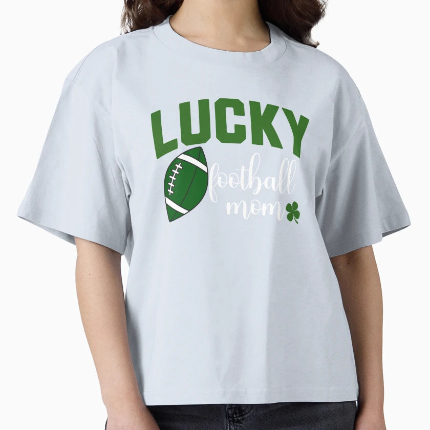 Lucky Football Mom St Patricks Day Green T-Shirt - Novelty Apparel Unisex - T-Shirt, Sweatshirt, Hoodie