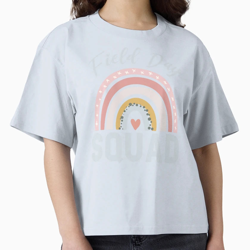 Boho Rainbow Field Day Squad Teacher T-Shirt - Aesthetic Graphic Unisex - T-Shirt, Sweatshirt, Hoodie
