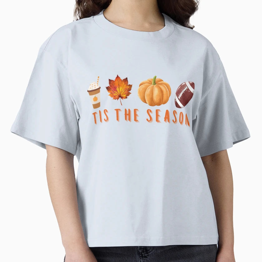 Tis Season Fall Football Pumpkin T-Shirt - Casual Everyday Wear Unisex - T-Shirt, Sweatshirt, Hoodie