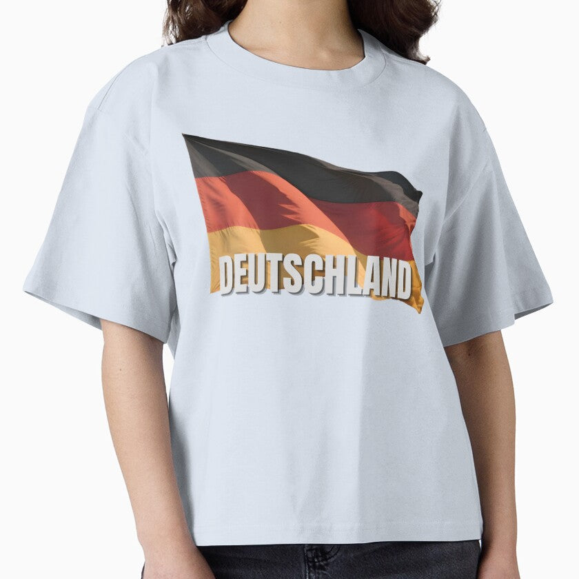 Deutschland Flag Waving Patriotic Design by - Adult & Kids T-Shirts, Sweatshirts & Hoodies apparel design preview 1