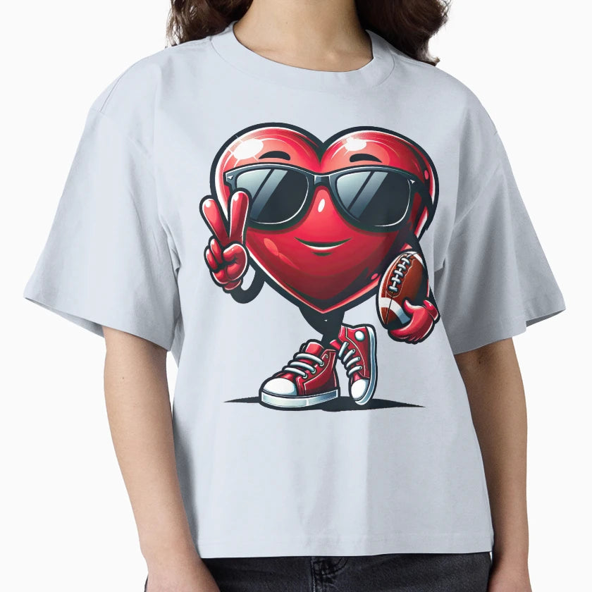 Heart American Football Valentines Day T-Shirt - Graphic Print Men Women - T-Shirt, Sweatshirt, Hoodie