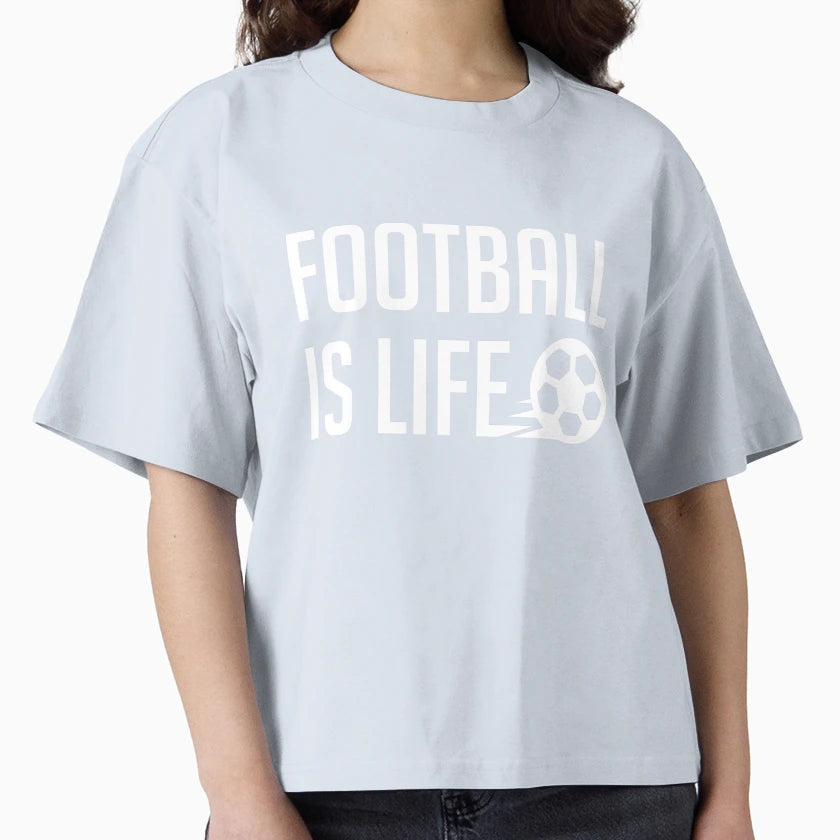 Football Is Life Blue Bg T-Shirt - Aesthetic Graphic Men Women - T-Shirt, Sweatshirt, Hoodie