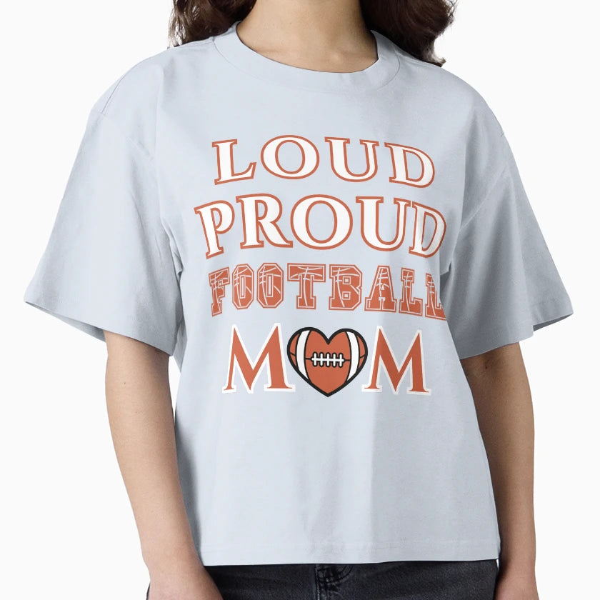 Loud Proud Football Mom Football T-Shirt - Aesthetic Graphic for Adults - T-Shirt, Sweatshirt, Hoodie