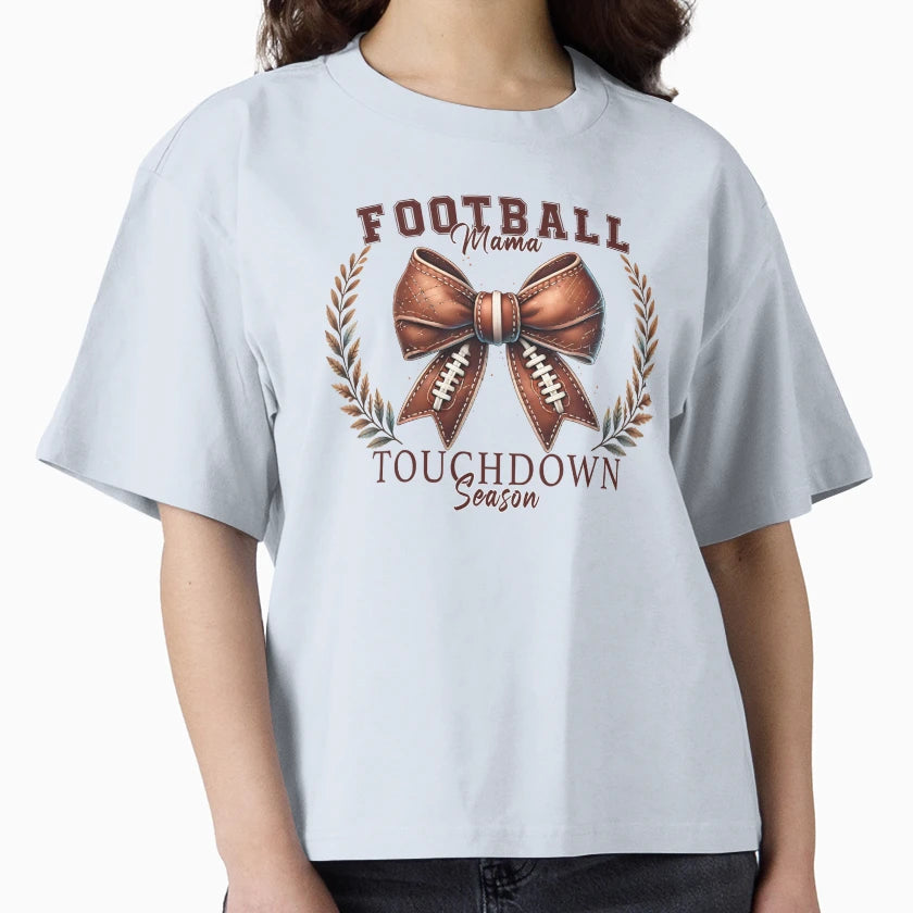 Football Mama Bow Fall Coquette Bow T-Shirt - Custom Art Print for Adults - T-Shirt, Sweatshirt, Hoodie