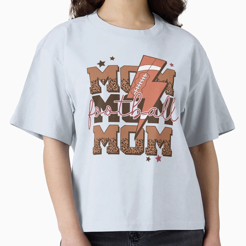 Leopard Football Mom Lightning Bolt T-Shirt - Graphic Print for Adults - T-Shirt, Sweatshirt, Hoodie