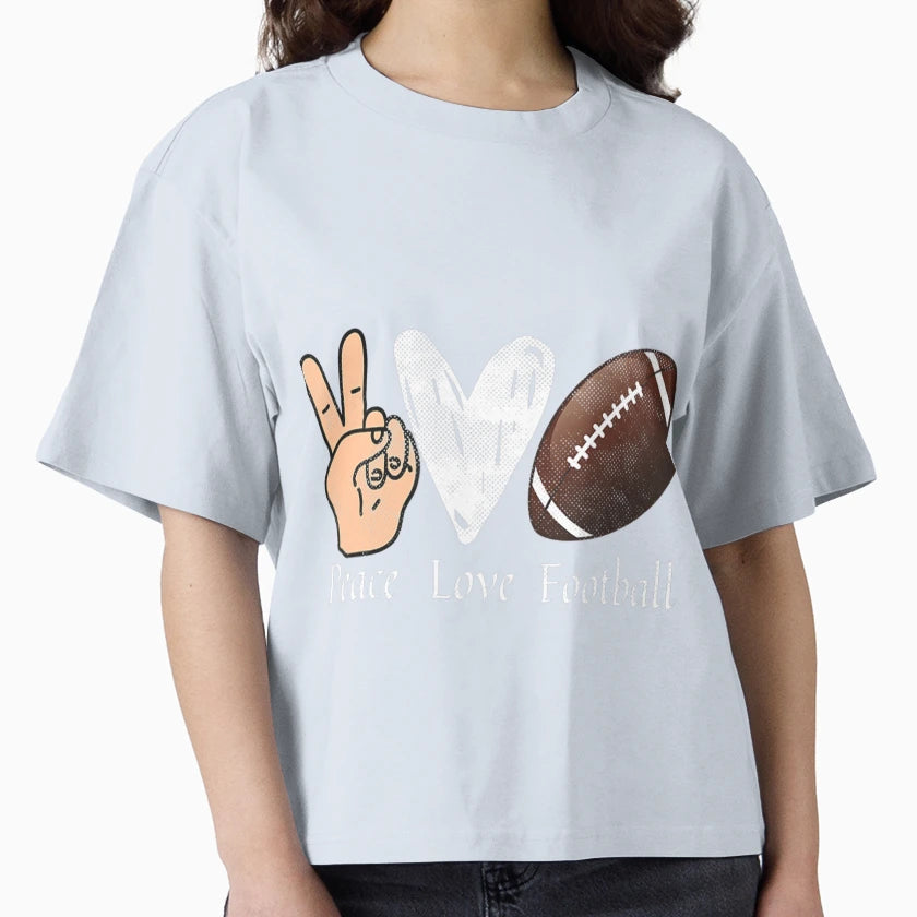 Funny Peace Love Football Sports Lover Ball T-Shirt - Graphic Print Unisex - T-Shirt, Sweatshirt, Hoodie