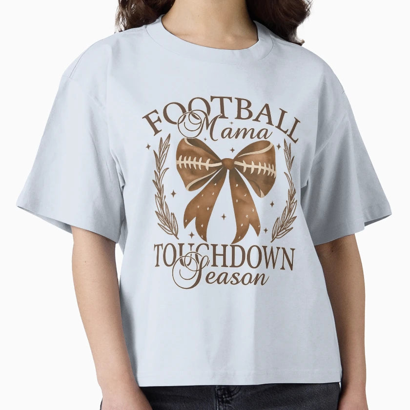 Elegant Football Mama Bow Wreath T-Shirt - Casual Everyday Wear for Adults - T-Shirt, Sweatshirt, Hoodie