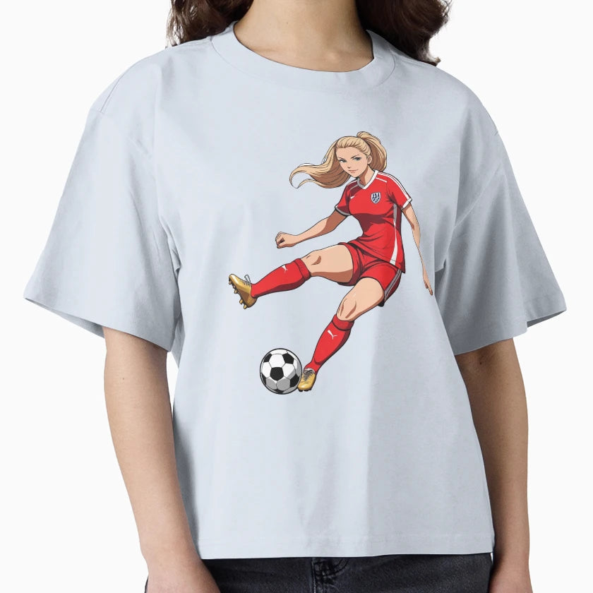 Blonde Soccer Player T-Shirt - Graphic Print Unisex - T-Shirt, Sweatshirt, Hoodie