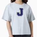 Silver And Navy Varsity Letter J T-Shirt - Aesthetic Graphic Men Women - T-Shirt, Sweatshirt, Hoodie