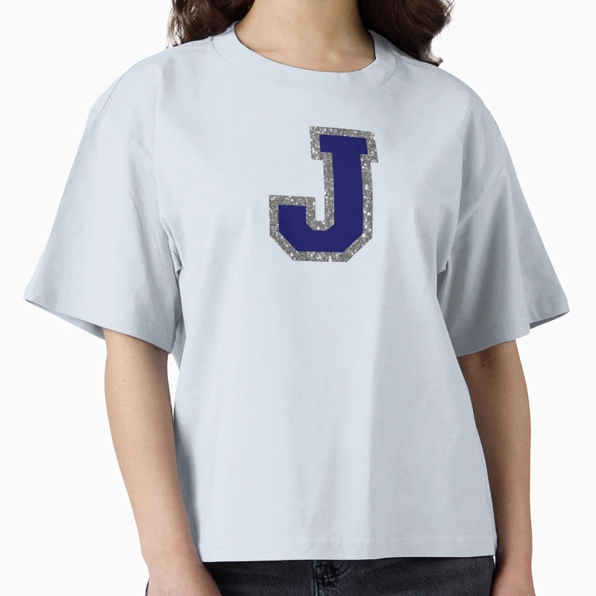 Silver And Navy Varsity Letter J T-Shirt - Aesthetic Graphic Men Women - T-Shirt, Sweatshirt, Hoodie