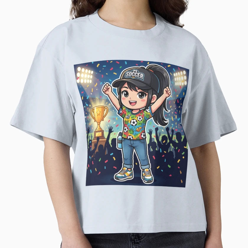 Victory Celebration Soccer Chibi T-Shirt - Casual Everyday Wear Men Women - T-Shirt, Sweatshirt, Hoodie