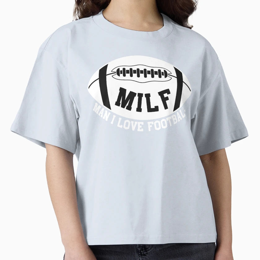 Milf I Love Football American T-Shirt - Minimalist Print Men Women - T-Shirt, Sweatshirt, Hoodie
