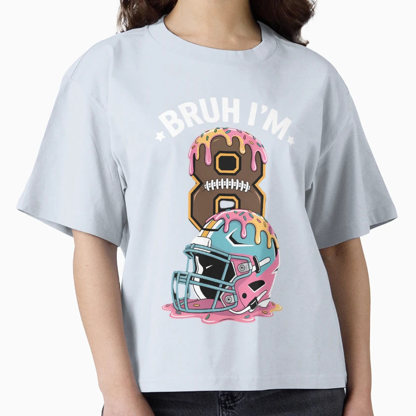 Cobruh 8Th Birthday Football Ice Cream T-Shirt - Trendy Graphic for Adults - T-Shirt, Sweatshirt, Hoodie