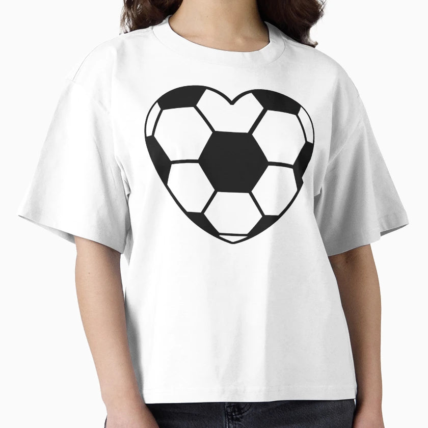 Soccer Ball Heart Shaped Funny Black And T-Shirt - Unique Graphic Unisex - T-Shirt, Sweatshirt, Hoodie