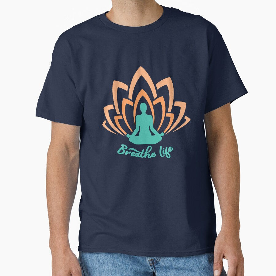 Breathe yoga and happy Life by Khushi Graphics - Adult & Kids T-Shirts, Sweatshirts & Hoodies apparel design preview 1