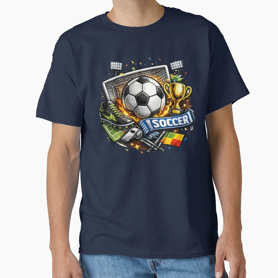 Dynamic Soccer Football Illustration T-Shirt - Streetwear Style for Adults - T-Shirt, Sweatshirt, Hoodie