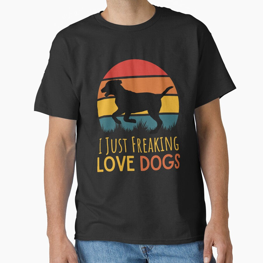 Retro Sunset I Just Freaking Love Dogs by Echo Dusk - Adult & Kids T-Shirts, Sweatshirts & Hoodies apparel design preview 1