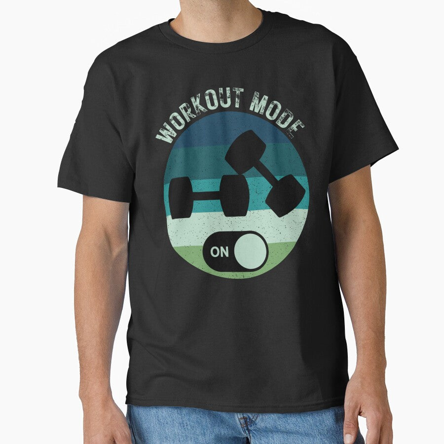 Retro Distressed Fun Fitness Workout Mode On by - Adult & Kids T-Shirts, Sweatshirts & Hoodies apparel design preview 1