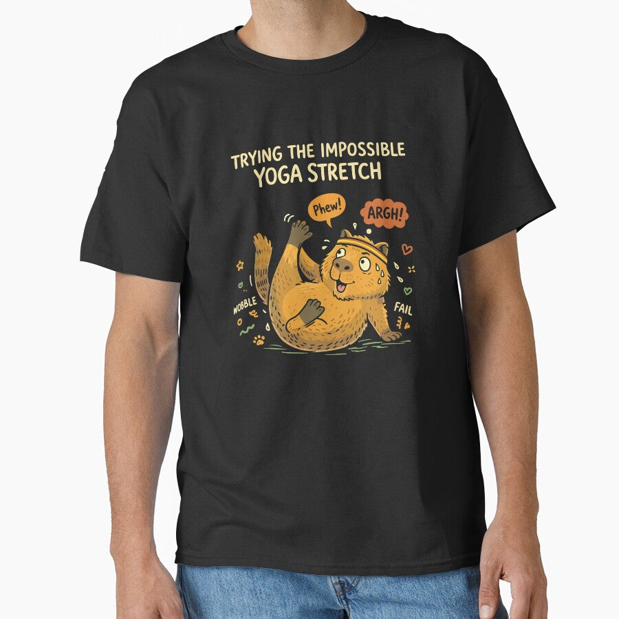 Funny Capybara Yoga Fail Leg Stretch by VibeWear2026 - Adult & Kids T-Shirts, Sweatshirts & Hoodies apparel design preview 1