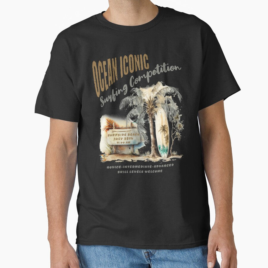 Classic Retro Surfing, Tropical Competition Design by - Adult & Kids T-Shirts, Sweatshirts & Hoodies apparel design preview 1