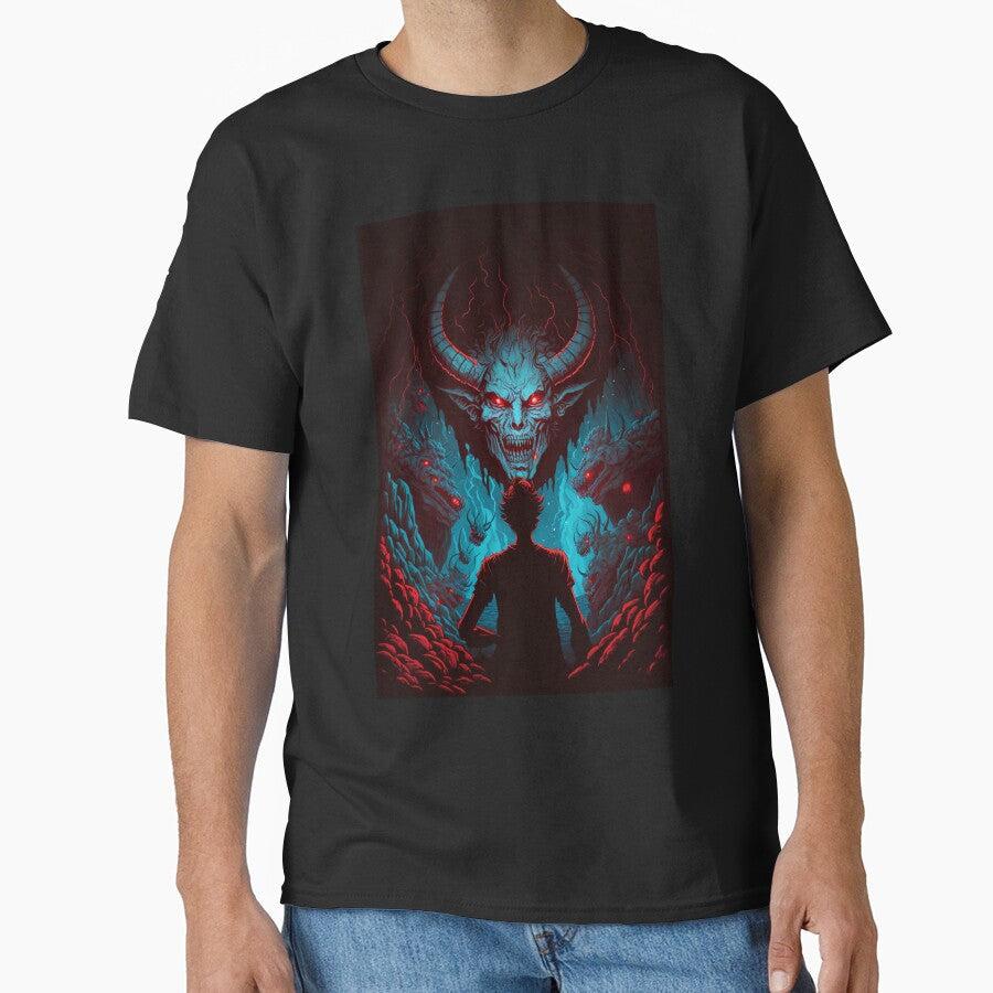 Anime Man Dreaming about Hell Demons and Devils by - Adult & Kids T-Shirts, Sweatshirts & Hoodies apparel design preview 1