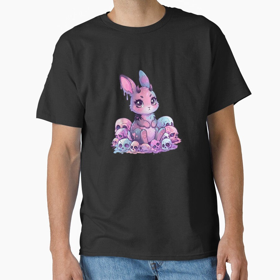 Paint Dripping Goth Kawaii Bunny Digital Design Dark - Adult & Kids T-Shirts, Sweatshirts & Hoodies apparel design preview 1