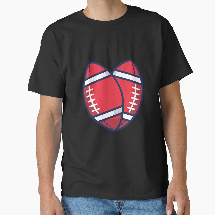 American Football Sports Love Heart T-Shirt - Graphic Print Men Women - T-Shirt, Sweatshirt, Hoodie
