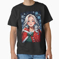 Christmas Anime Girl with Snowflake Earrings by - Adult & Kids T-Shirts, Sweatshirts & Hoodies apparel design preview 1