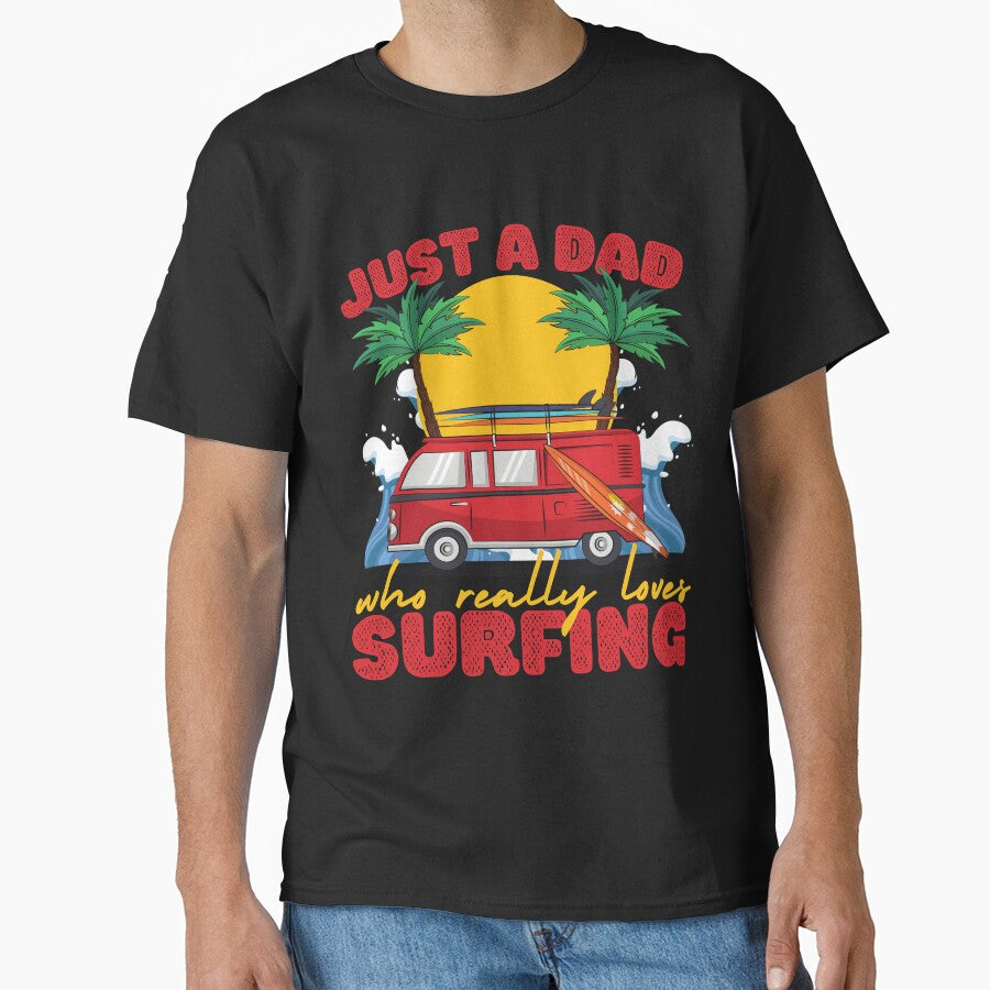 Just a Dad Who Loves Surfing Red by to-esu - Adult & Kids T-Shirts, Sweatshirts & Hoodies apparel design preview 1