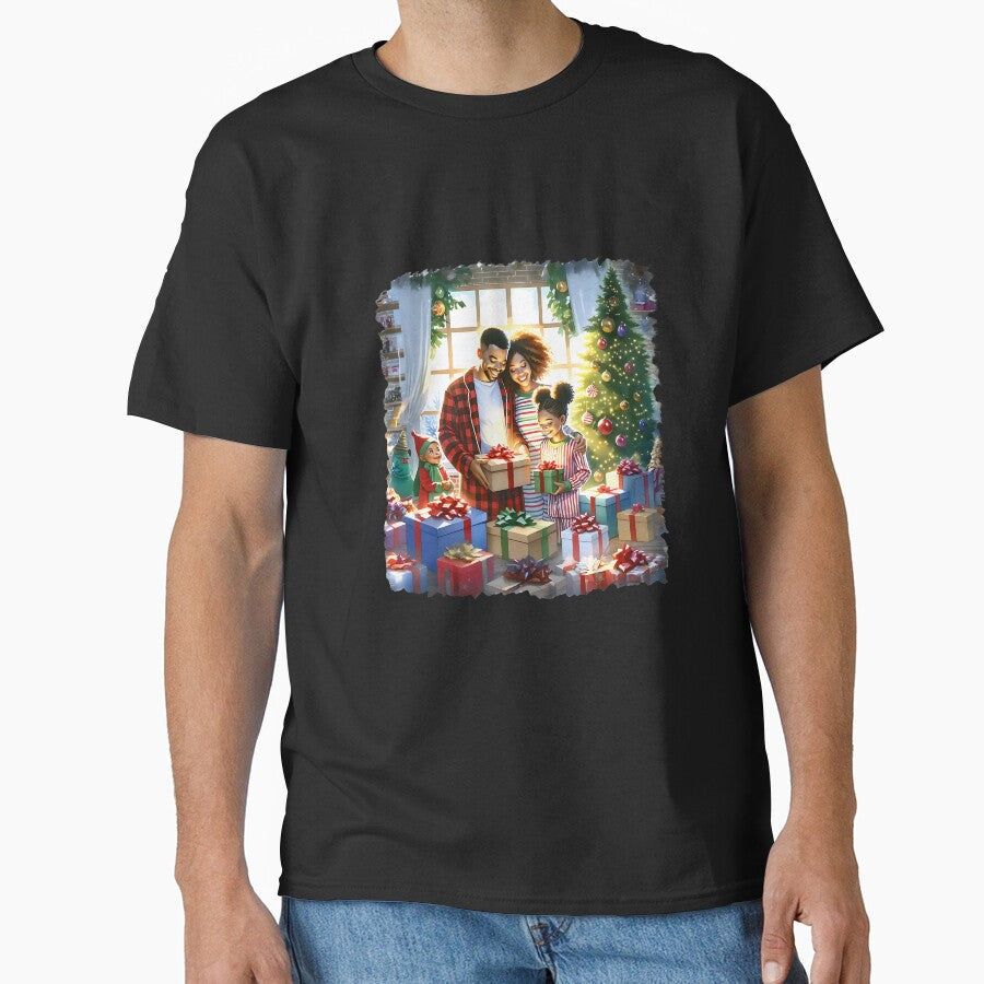 Black Christmas Vibes Watercolor Holiday Illustration - Adult & Kids T-Shirts, Sweatshirts & Hoodies apparel design preview 1