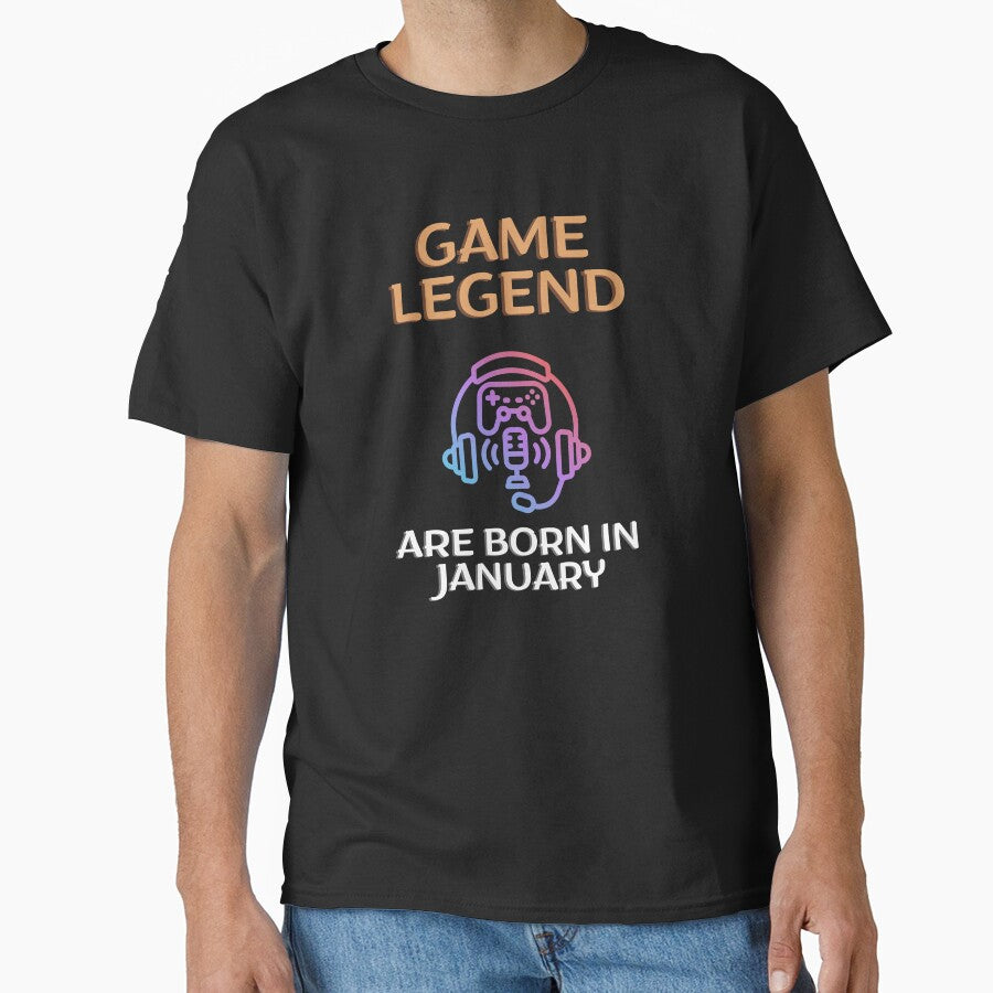 Game legend Born in January BW by Nemesiscrowd - Adult & Kids T-Shirts, Sweatshirts & Hoodies apparel design preview 1