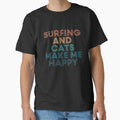 Surfing And Cats Make Me Happy- Gift for Fans by - Adult & Kids T-Shirts, Sweatshirts & Hoodies apparel design preview 1