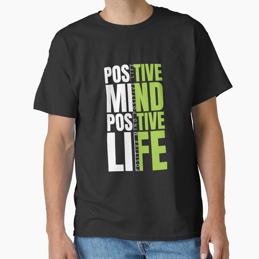 Positive Mind Life Green and White Modern Graphic - Adult & Kids T-Shirts, Sweatshirts & Hoodies apparel design preview 1
